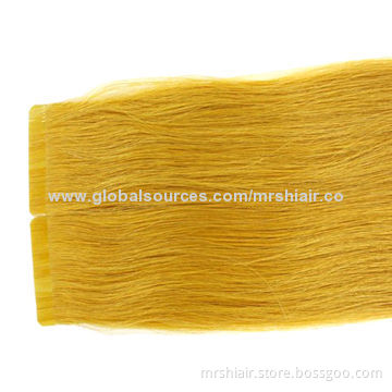 New arrival 18-inch yellow color Russian silk straight tape in hair extensions
